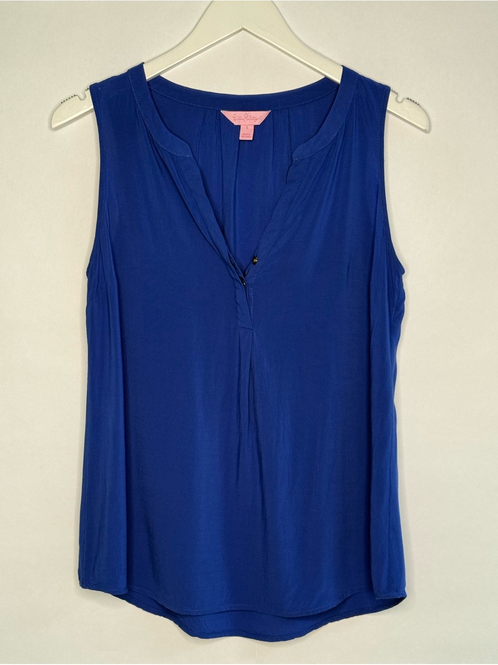 Lilly Pulitzer Royal Blue Sleeveless V-Neck Silk Shell Tank